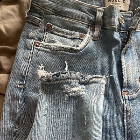 Agolde Sophie high rise skinny jeans medium light wash slight distressing - Picture 8 of 10